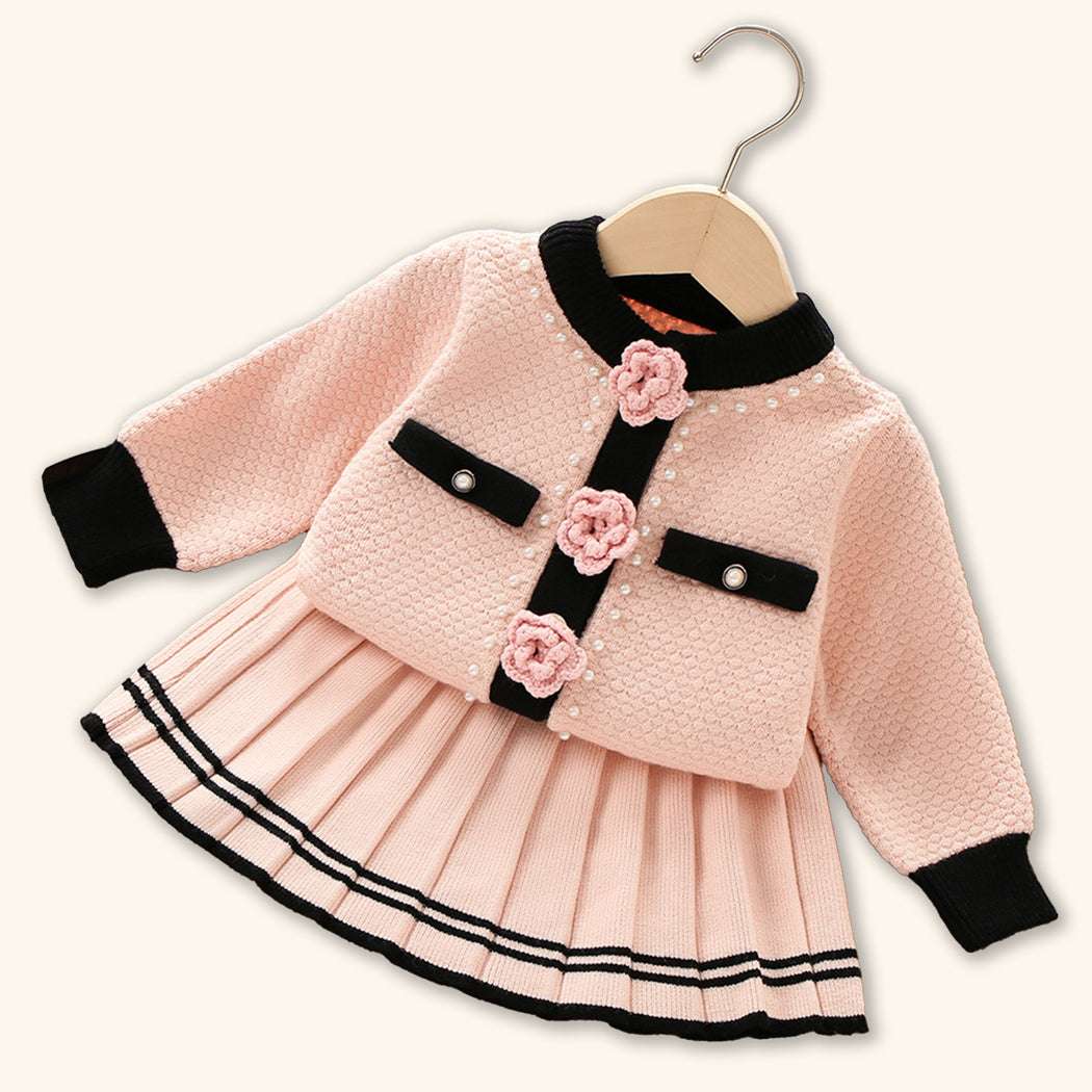 GIRL'S CHANEL STYLE SKIRT SWEATER SET
